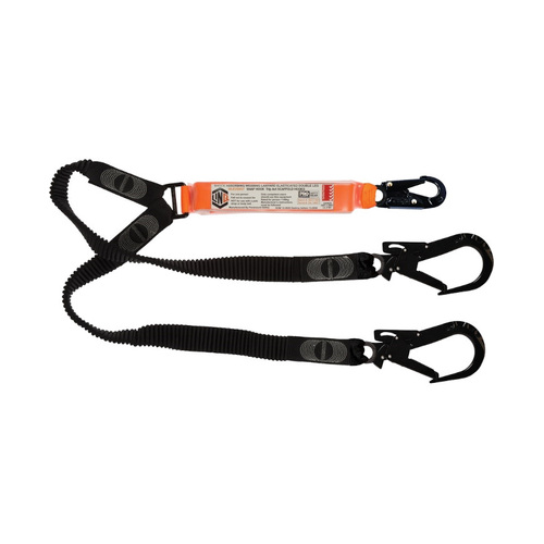 WORKWEAR, SAFETY & CORPORATE CLOTHING SPECIALISTS - LINQ Elite Double Leg Elasticated Lanyard with Hardware SN & ST X2