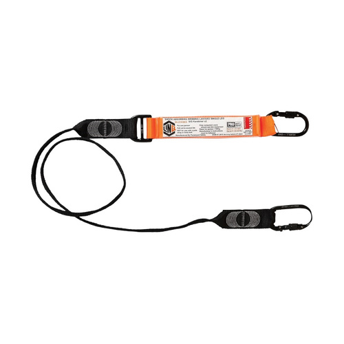 WORKWEAR, SAFETY & CORPORATE CLOTHING SPECIALISTS LINQ Elite Single Leg Shock Absorbing Webbing Lanyard with Hardware KS & KD