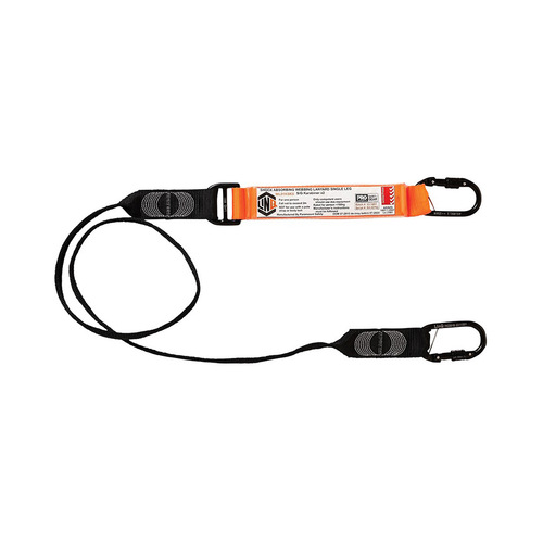 WORKWEAR, SAFETY & CORPORATE CLOTHING SPECIALISTS - LINQ Elite Single Leg Shock Absorbing Webbing Lanyard with Hardware KS X2