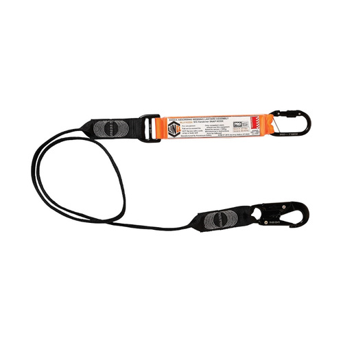 WORKWEAR, SAFETY & CORPORATE CLOTHING SPECIALISTS - LINQ Elite Single Leg Shock Absorbing Webbing Lanyard with Hardware KS & SN