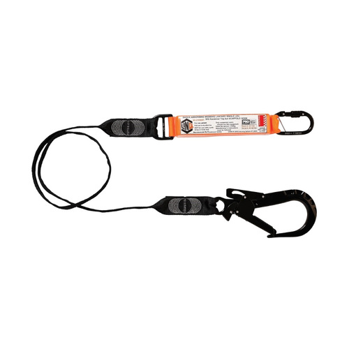 WORKWEAR, SAFETY & CORPORATE CLOTHING SPECIALISTS - LINQ Elite Single Leg Shock Absorbing Webbing Lanyard with Hardware KS & ST