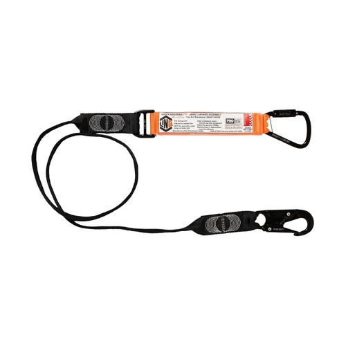 WORKWEAR, SAFETY & CORPORATE CLOTHING SPECIALISTS - LINQ Elite Single Leg Shock Absorbing Webbing Lanyard with Hardware KT & SN