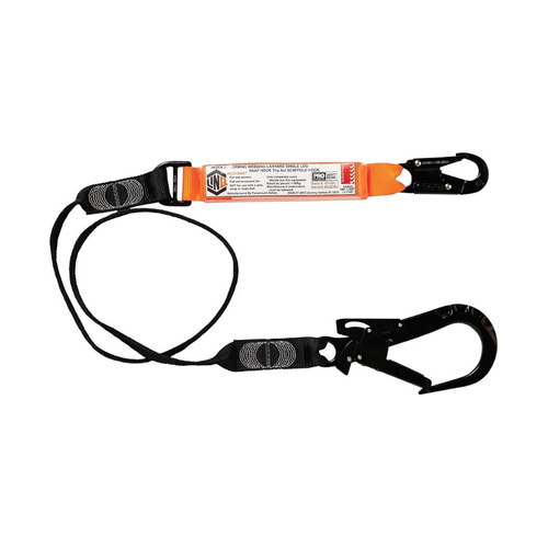 WORKWEAR, SAFETY & CORPORATE CLOTHING SPECIALISTS - LINQ Elite Single Leg Shock Absorbing Webbing Lanyard with Hardware SN & ST