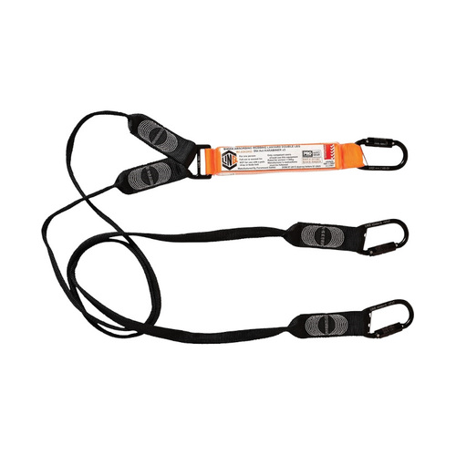 WORKWEAR, SAFETY & CORPORATE CLOTHING SPECIALISTS - LINQ Elite Double Leg Shock Absorbing Webbing Lanyard with Hardware KD X3