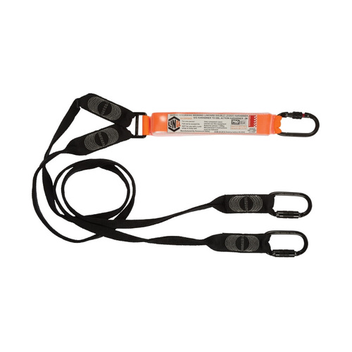 WORKWEAR, SAFETY & CORPORATE CLOTHING SPECIALISTS - LINQ Elite Double Leg Shock Absorbing Webbing Lanyard with Hardware KS & KD X2