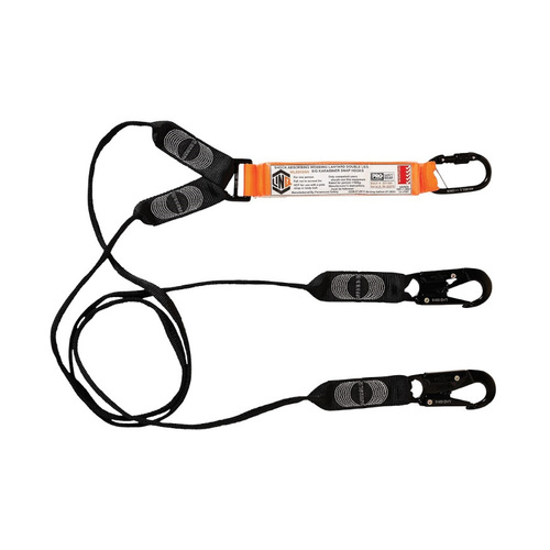 WORKWEAR, SAFETY & CORPORATE CLOTHING SPECIALISTS LINQ Elite Double Leg Shock Absorbing Webbing Lanyard with Hardware KS & SN X2