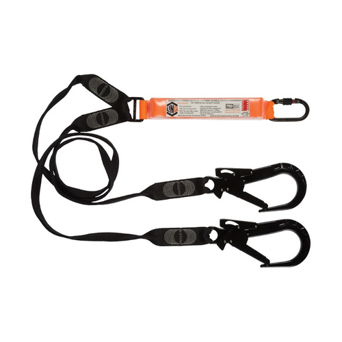 WORKWEAR, SAFETY & CORPORATE CLOTHING SPECIALISTS LINQ Elite Double Leg Shock Absorbing Webbing Lanyard with Hardware KS & ST X2