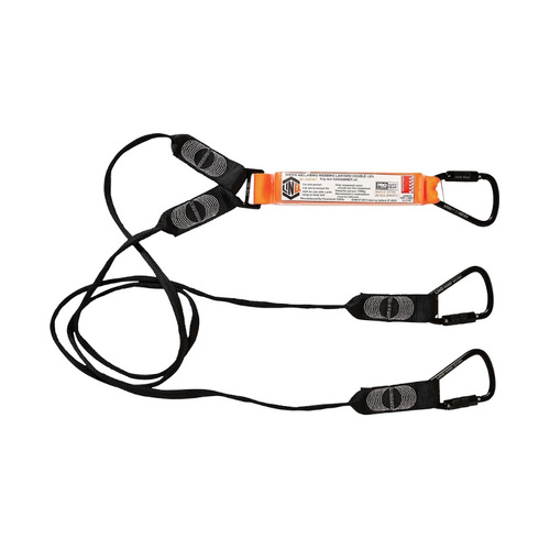 WORKWEAR, SAFETY & CORPORATE CLOTHING SPECIALISTS - LINQ Elite Double Leg Shock Absorbing Webbing Lanyard with Hardware KT X3