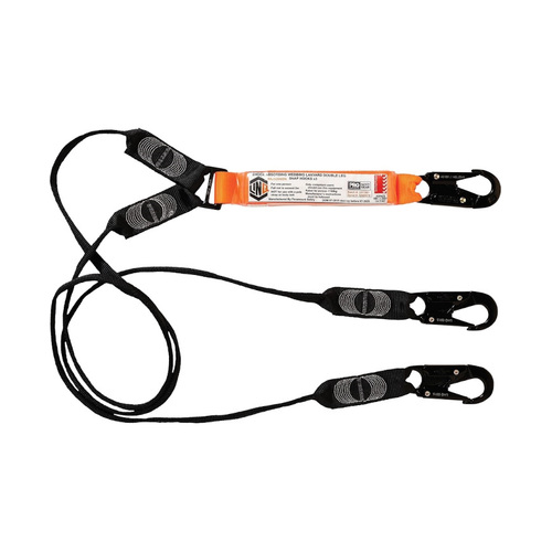 WORKWEAR, SAFETY & CORPORATE CLOTHING SPECIALISTS LINQ Elite Double Leg Shock Absorbing Webbing Lanyard with Hardware SN X3