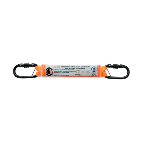 WORKWEAR, SAFETY & CORPORATE CLOTHING SPECIALISTS SHOCK ABSORBING 450MM ASSEMBLY WITH PERM ATTACHED SCREW GATE KARABINERS