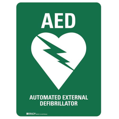 WORKWEAR, SAFETY & CORPORATE CLOTHING SPECIALISTS SIGN 300X225 POLY AUTOMATED EXTERNAL DEFIB