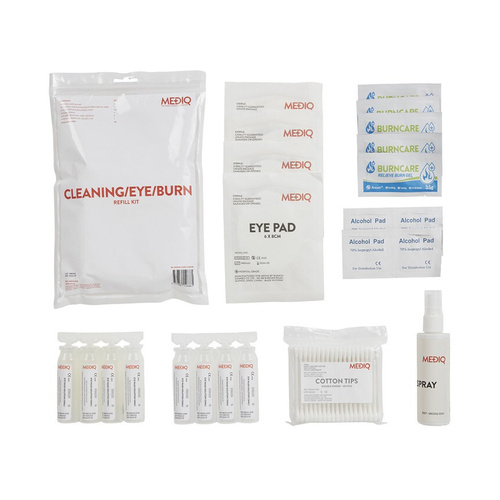 WORKWEAR, SAFETY & CORPORATE CLOTHING SPECIALISTS - MEDIQ FIRST AID KIT REFILL MODULE #4 CLEANING/EYE/BURN  IN ZIPLOCK BAG CLEAR/WHITE