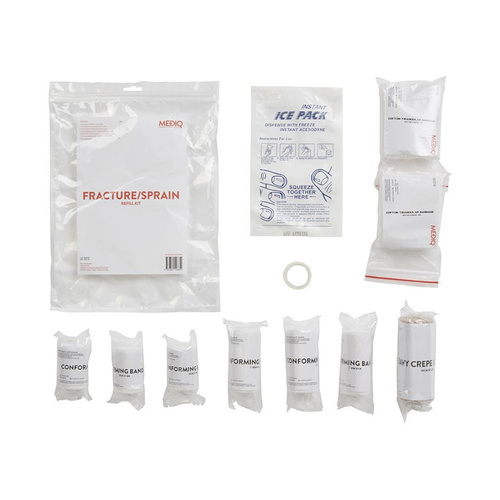 WORKWEAR, SAFETY & CORPORATE CLOTHING SPECIALISTS MEDIQ FIRST AID KIT REFILL MODULE #3 FRACTURE/SPRAIN  IN ZIPLOCK BAG CLEAR/WHITE