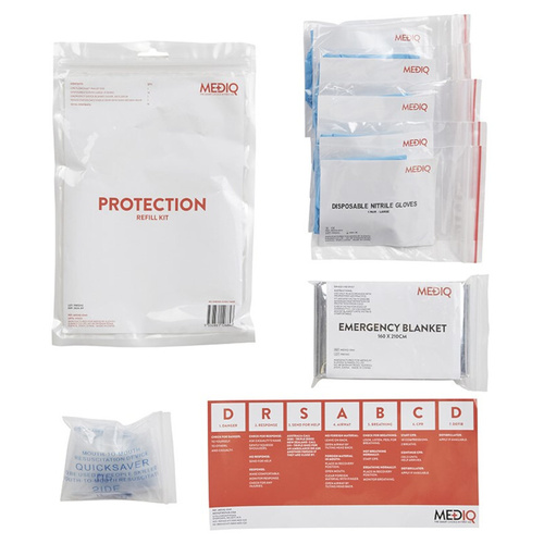 WORKWEAR, SAFETY & CORPORATE CLOTHING SPECIALISTS MEDIQ FIRST AID KIT REFILL MODULE #2 PROTECTION  IN ZIPLOCK BAG CLEAR/WHITE