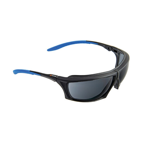 WORKWEAR, SAFETY & CORPORATE CLOTHING SPECIALISTS - PROTEUS 2 SAFETY GLASSES SMOKE LENS DUST GUARD, RATCHET ARMS