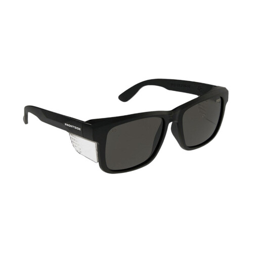 WORKWEAR, SAFETY & CORPORATE CLOTHING SPECIALISTS - SAFETY GLASSES FRONTSIDE SMOKE LENS WITH BLACK FRAME