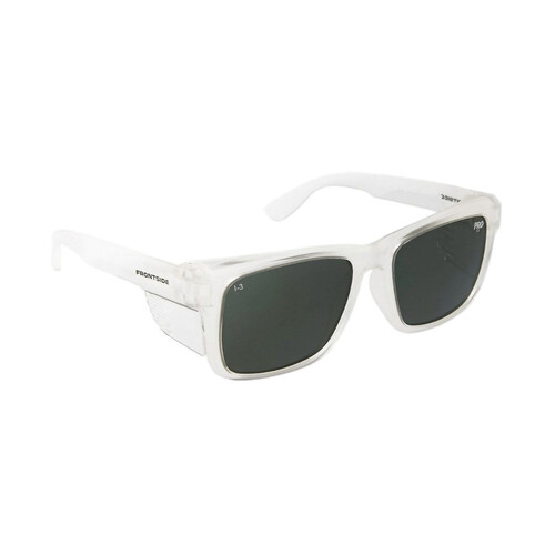 WORKWEAR, SAFETY & CORPORATE CLOTHING SPECIALISTS - SAFETY GLASSES FRONTSIDE POLARISED SMOKE LENS WITH CLEAR FRAME