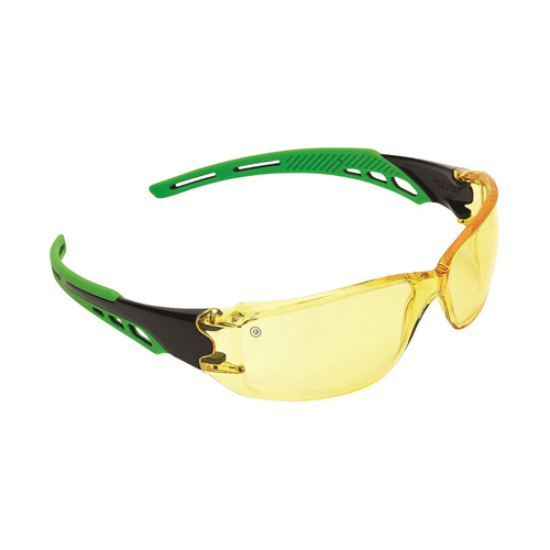 WORKWEAR, SAFETY & CORPORATE CLOTHING SPECIALISTS Cirrus- Clear Polycarbonate Frame with soft green overmoulded arms- amber lens- antifog