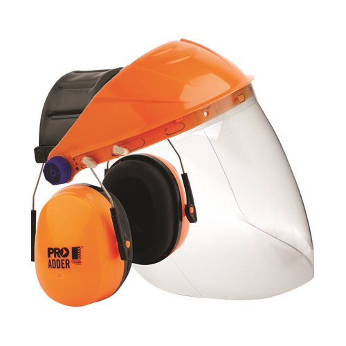 WORKWEAR, SAFETY & CORPORATE CLOTHING SPECIALISTS - Assembled Browguard + Clear Economy Visor + Adder Earmuff
