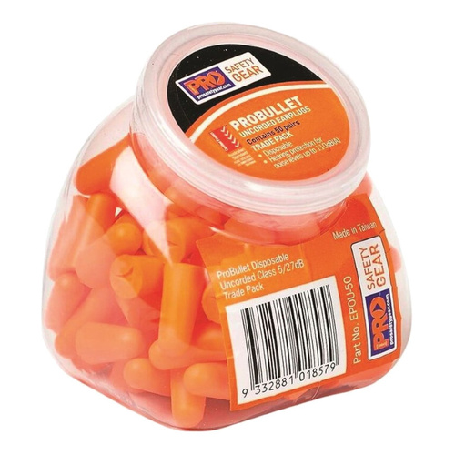 WORKWEAR, SAFETY & CORPORATE CLOTHING SPECIALISTS PRO-BULLET PU Earplugs UNCORDED. 50 Pairs in resealable Tradie Pod