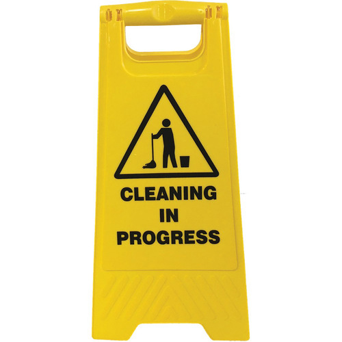 WORKWEAR, SAFETY & CORPORATE CLOTHING SPECIALISTS - Floor Stand Yellow 'Cleaning In Progress'