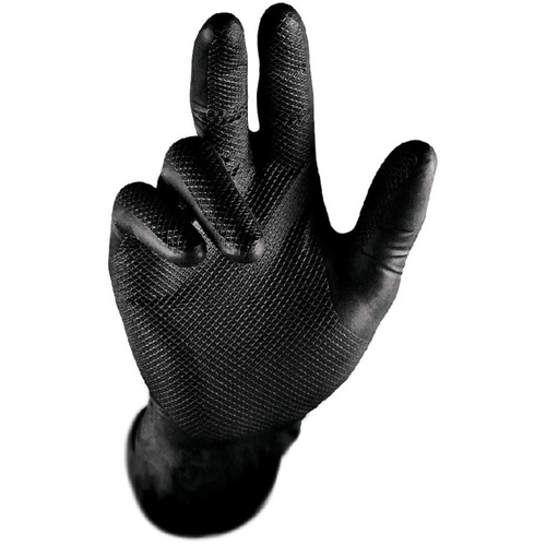 WORKWEAR, SAFETY & CORPORATE CLOTHING SPECIALISTS GRIPPAZ NON-SLIP BLACK DISPOSABLE NITRILE GLOVES (50/BOX)