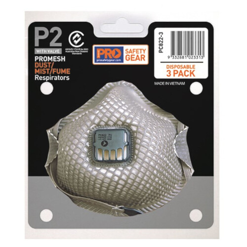 WORKWEAR, SAFETY & CORPORATE CLOTHING SPECIALISTS - Promesh Respirator P2, With Valve 3 Piece Blister Pack