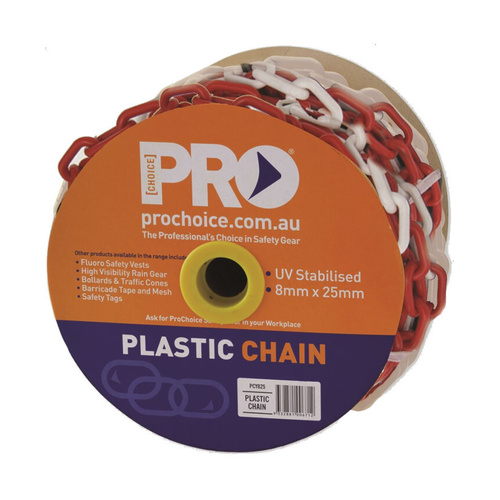 WORKWEAR, SAFETY & CORPORATE CLOTHING SPECIALISTS 8mm RED/WHITE plastic chain. Length 25mt. Per roll