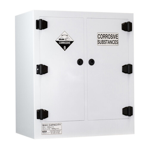 WORKWEAR, SAFETY & CORPORATE CLOTHING SPECIALISTS - PRATT POLY CORROSIVE CABINET 160LTR. 2 DOOR, 4 SHELF