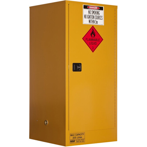 WORKWEAR, SAFETY & CORPORATE CLOTHING SPECIALISTS PRATT FLAMMABLE CABINET 205LTR 1 DOOR, ROLLER SET SHELF