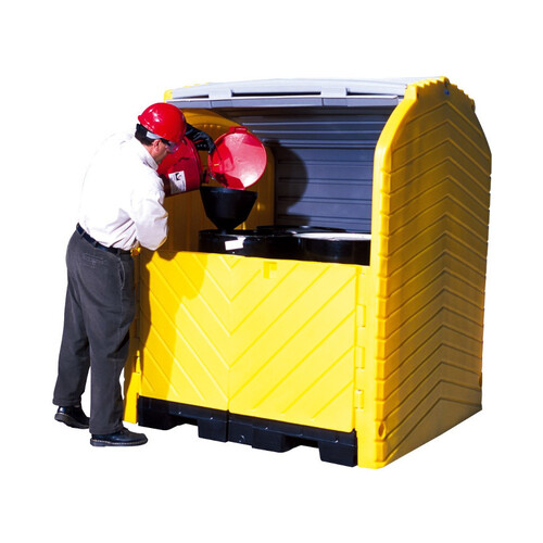 WORKWEAR, SAFETY & CORPORATE CLOTHING SPECIALISTS - PRATT HARD TOP WITH 4 DRUM OUTDOOR SPILL PALLET