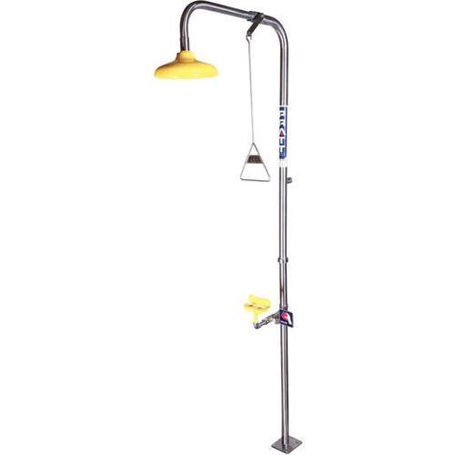 WORKWEAR, SAFETY & CORPORATE CLOTHING SPECIALISTS - PRATT COMBINATION SHOWER WITH TRIPLE NOZZLE EYE & FACE WASH NO BOWL NO FOOT TREADLE