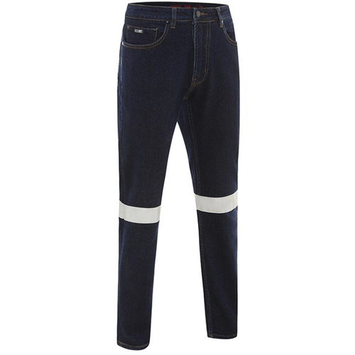 WORKWEAR, SAFETY & CORPORATE CLOTHING SPECIALISTS JEANS STRAIGHT LEG 12.5OZ DARK DENIM STRETCH TAPED 98 COTTON 2 LYCRA