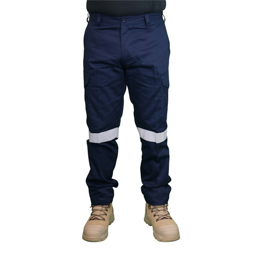 WORKWEAR, SAFETY & CORPORATE CLOTHING SPECIALISTS - PANT NAVY CARGO - 310GSM DRILL + ARMADURA MODERN FIT / TAPED