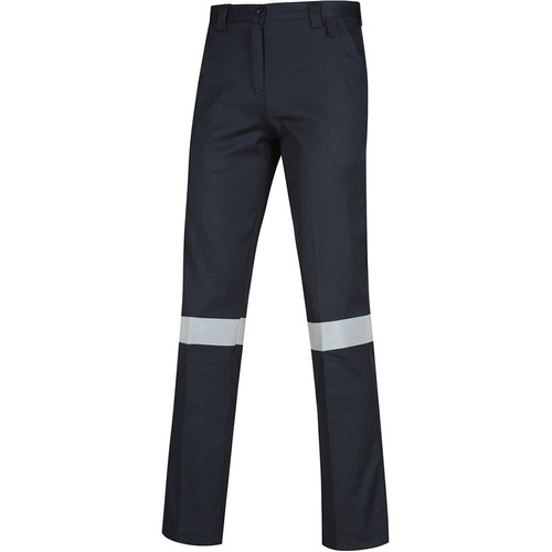 WORKWEAR, SAFETY & CORPORATE CLOTHING SPECIALISTS - PANT FLAREX NAVY LADIES 190GSM DRILL / FR TAPED MODACRYLIC