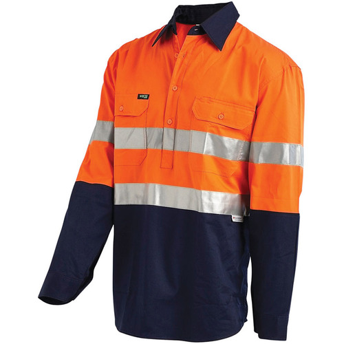 WORKWEAR, SAFETY & CORPORATE CLOTHING SPECIALISTS Hi-Vis 2 Tone Closed Front Regular Weight Taped Shirt