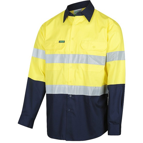 WORKWEAR, SAFETY & CORPORATE CLOTHING SPECIALISTS Hi-Vis 2 Tone Lightweight Ripstop Breathable Taped Shirt