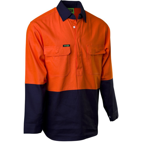 WORKWEAR, SAFETY & CORPORATE CLOTHING SPECIALISTS Hi-Vis 2 Tone Closed Front Dual Weight Welders Shirt