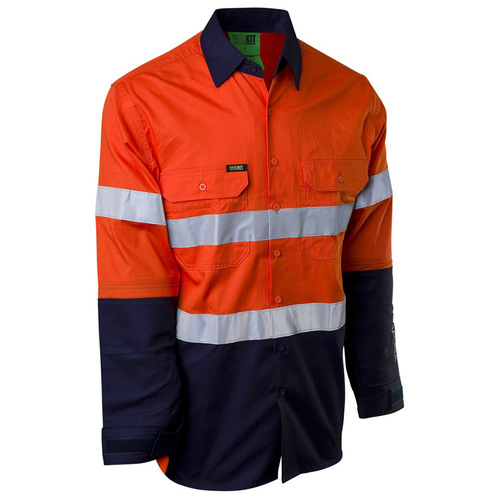 WORKWEAR, SAFETY & CORPORATE CLOTHING SPECIALISTS SHIRT L/S 155GSM COTTON DRILL+ ARMADURA CUT PROTECTION / TAPED