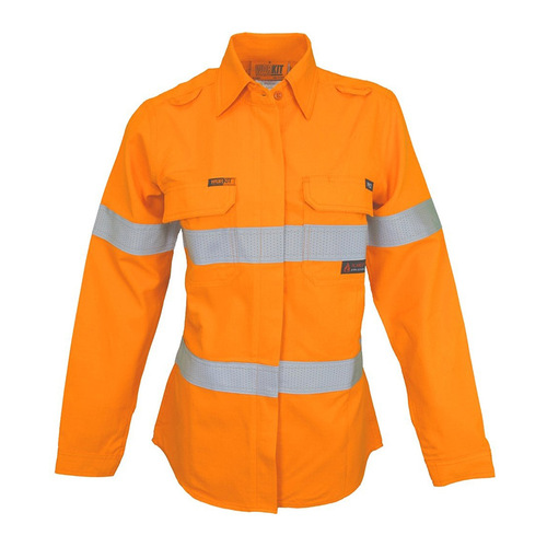 WORKWEAR, SAFETY & CORPORATE CLOTHING SPECIALISTS - SHIRT L/S LADIES FR 197GSM RIPSTOP FLAREX DRILL FR TAPED