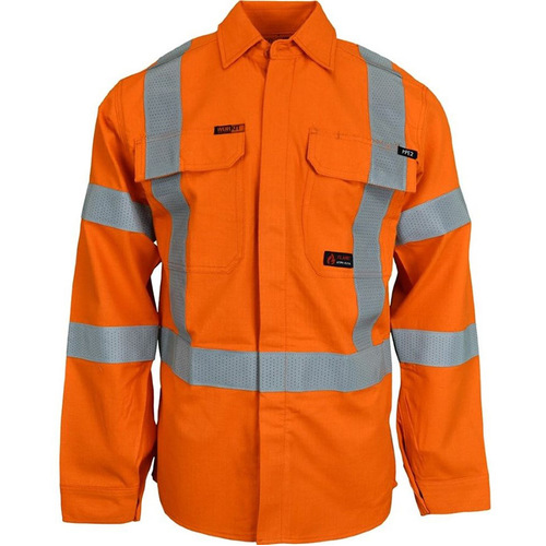 WORKWEAR, SAFETY & CORPORATE CLOTHING SPECIALISTS - FLAREX RIPSTOP PPE2 FR INHERENT 197GSM NSW RAIL TAPED SHIRT