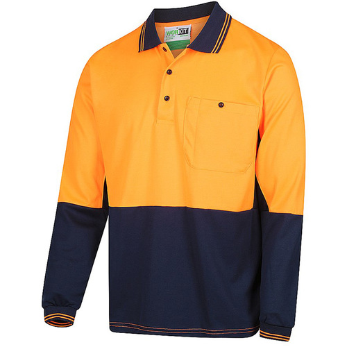 WORKWEAR, SAFETY & CORPORATE CLOTHING SPECIALISTS Long Sleeve Poly Cotton Polo Shirt - Two Tone