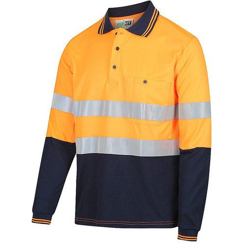 WORKWEAR, SAFETY & CORPORATE CLOTHING SPECIALISTS Hi Vis 2-Tone Lightweight Long Sleeve Poly Cotton Back with Reflective Tape