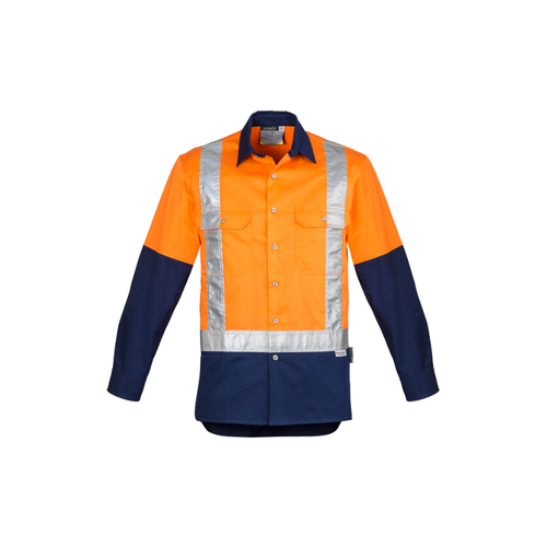 WORKWEAR, SAFETY & CORPORATE CLOTHING SPECIALISTS Mens Hi Vis Spliced Industrial L/S Shirt - Shoulder Taped