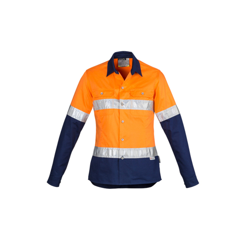 WORKWEAR, SAFETY & CORPORATE CLOTHING SPECIALISTS - Womens Hi Vis Industrial L/S Shirt - Hoop Taped