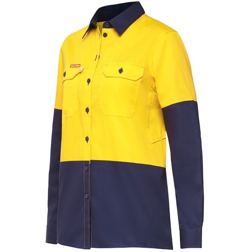 WORKWEAR, SAFETY & CORPORATE CLOTHING SPECIALISTS - Koolgear - Womens Ventilated Hi-Vis Two Tone Shirt Long Sleeve